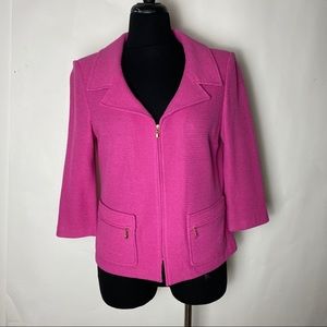St John Knit Blazer Jacket Coat Wool Pink 10